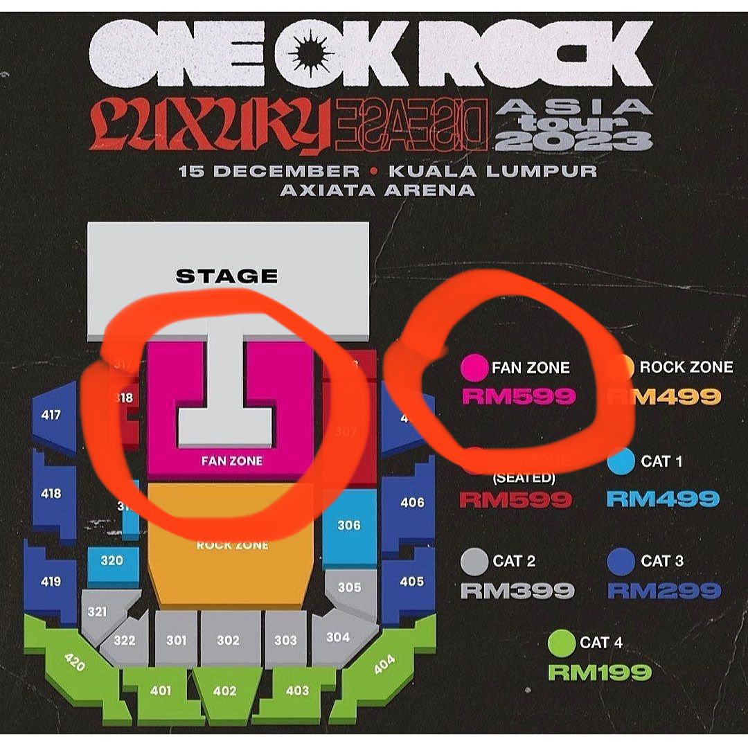 WTS One OK Rock Fan Zone Ticket, Tickets & Vouchers, Event Tickets on