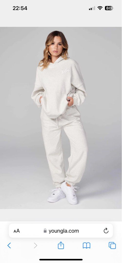 YoungLA Unisex Marshmallow Hoodie & Jogger, Men's Fashion, Tops