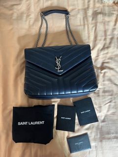 Saint Laurent Small Monogram Matelasse LouLou Bag - Grey Crossbody Bags,  Handbags - SNT286261