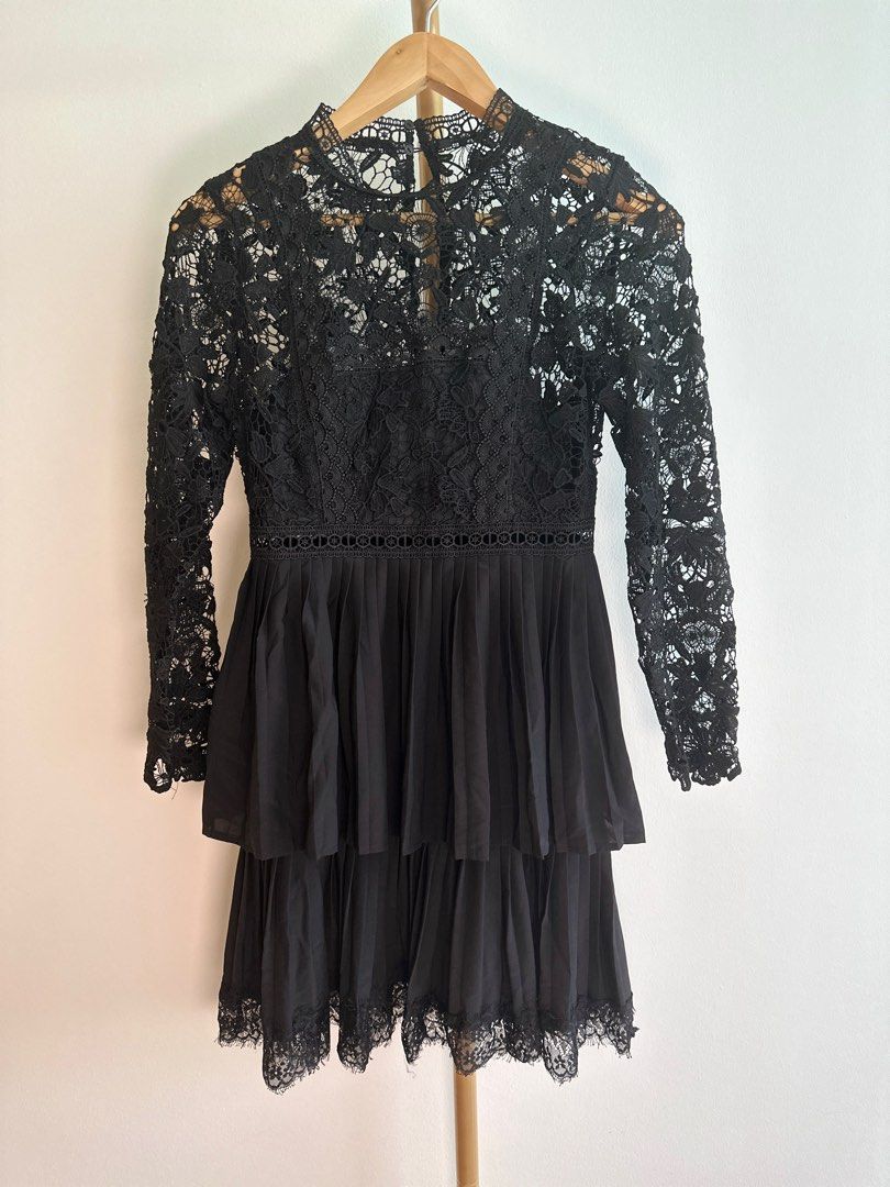 Zara pleated sales lace dress