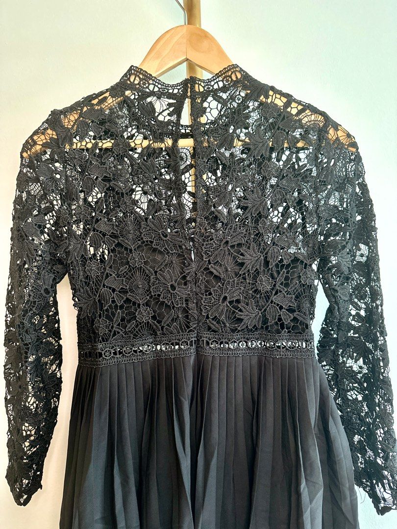 ZARA Black Lace Pleated Dress