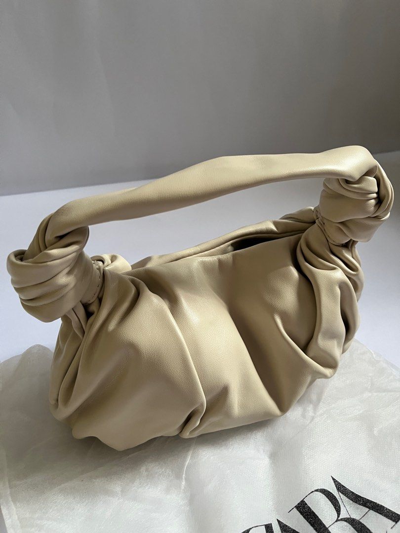 Zara mini knotted bag ecru white cream off white sling clutch jodie Women s Fashion Bags Wallets Cross body Bags on Carousell