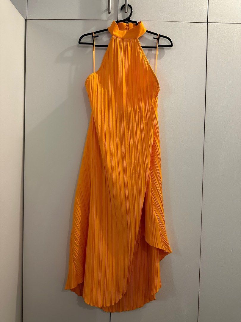 Zara Orange Halter Pleated Dress Women s Fashion Dresses Sets