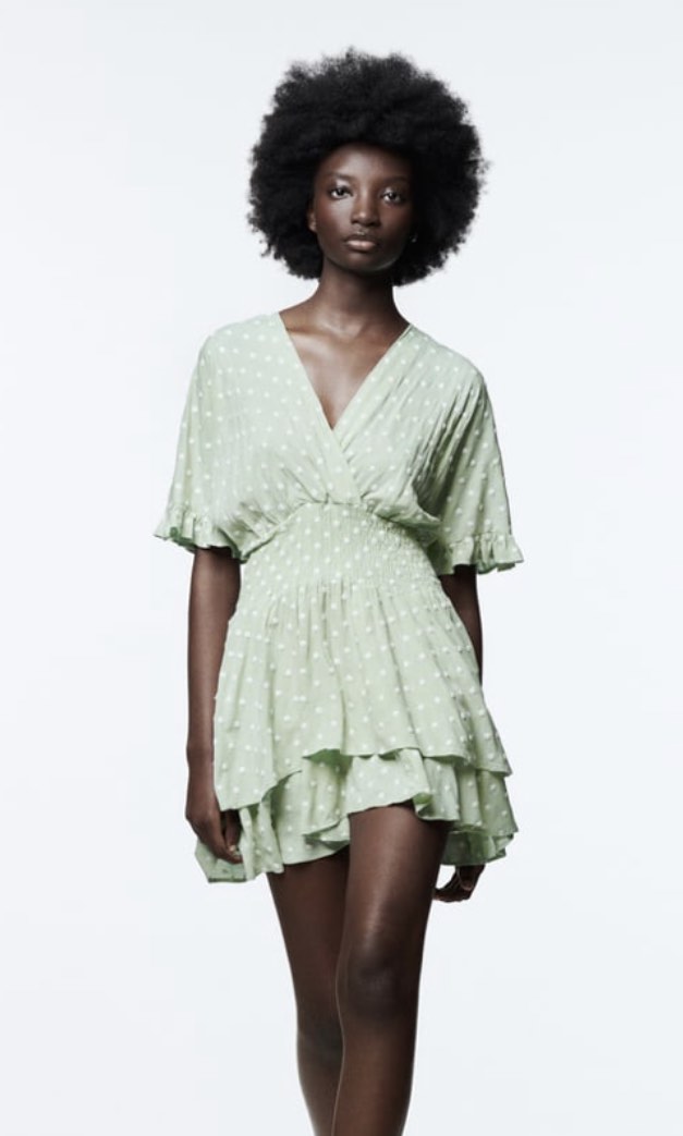 Zara green hot sale dot dress