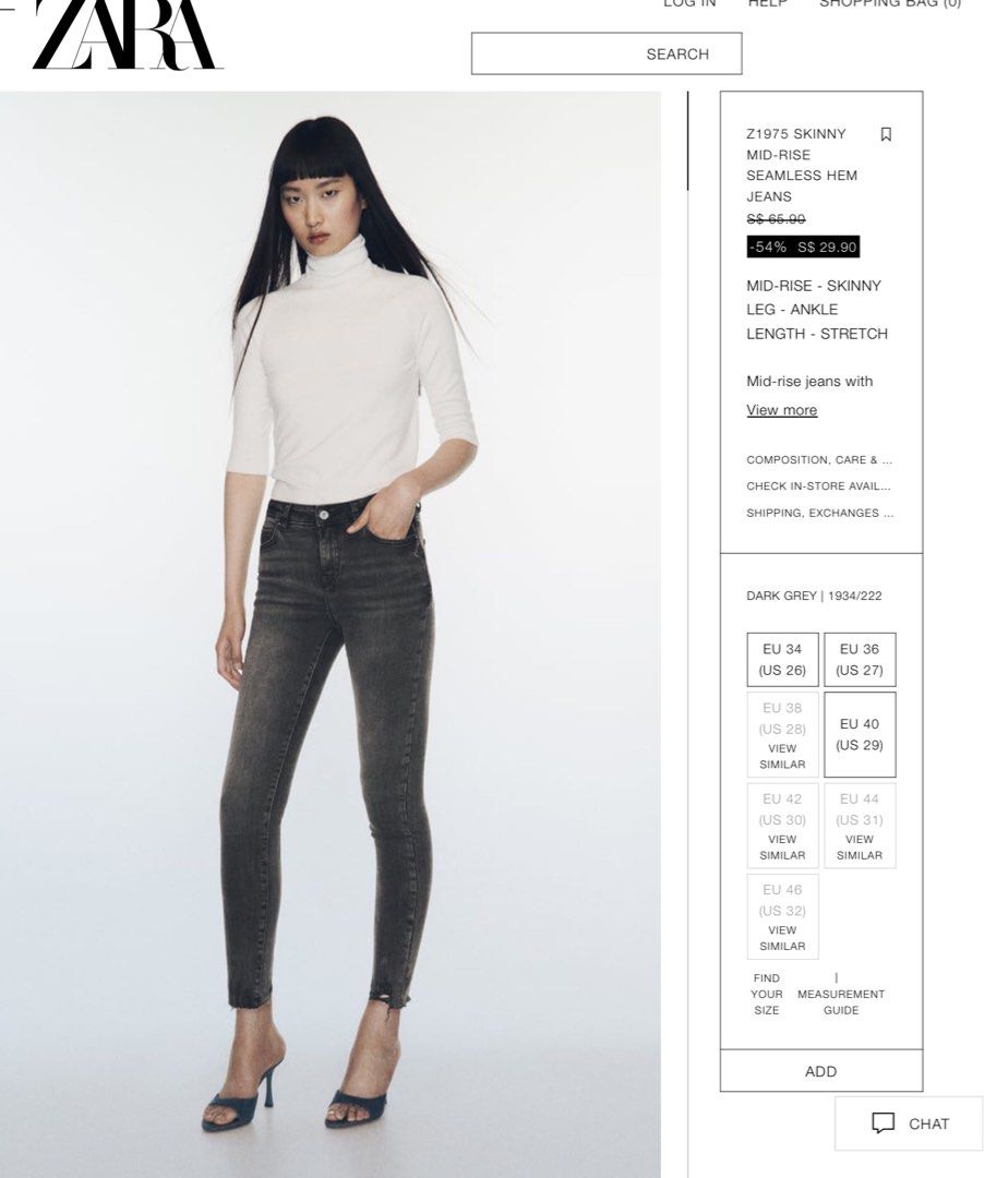 Zara skinny fit mid rise ankle length stretch jeans