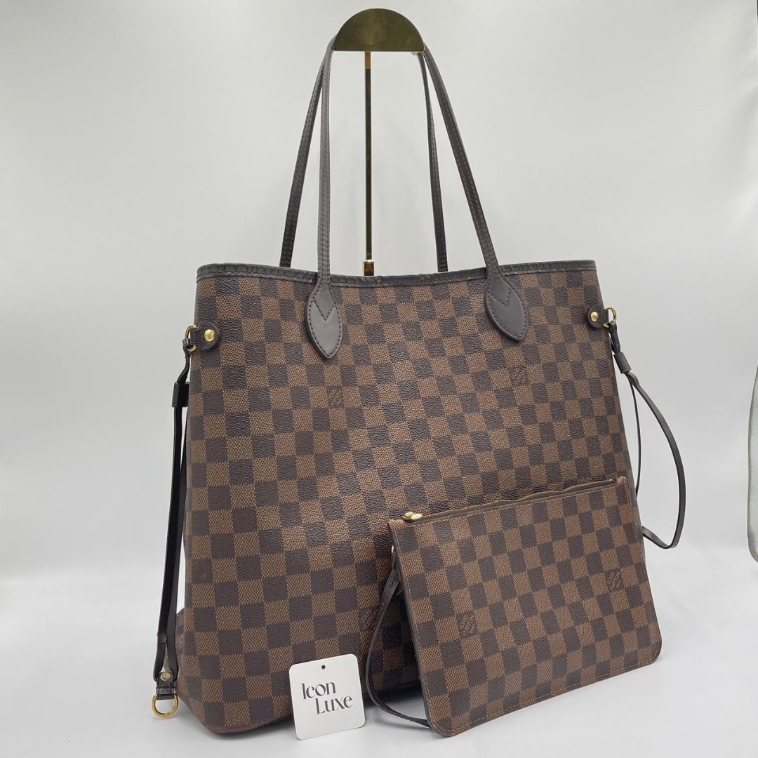 LV NEVERFULL DAMIER AZUR MM TOTE BAG, Luxury, Bags & Wallets on Carousell