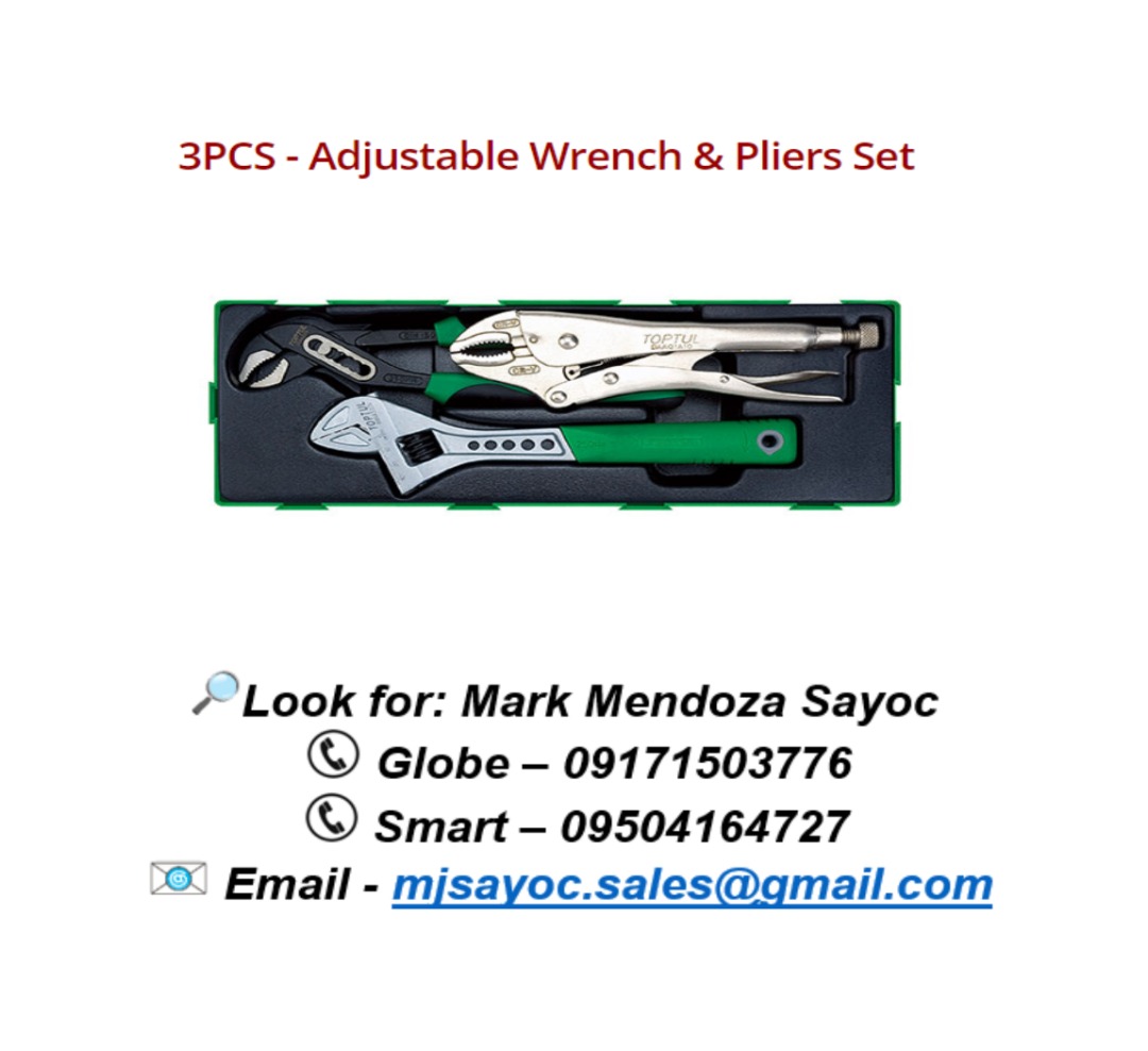 3PCS Adjustable Wrench & Pliers Set, Commercial & Industrial