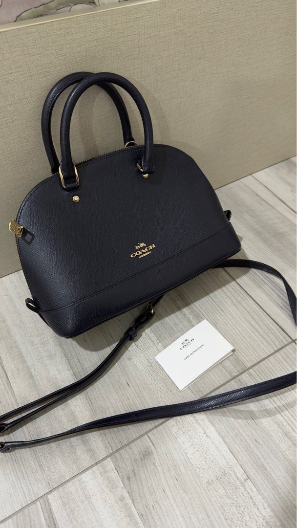 Authentic Coach Sierra Mini In Crossgrain Navy Blue Leather Satchel