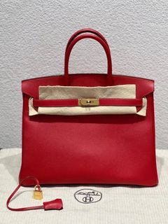 Hermes Birkin 30cm (Stamp M) Rouge H Color Swift Leather, Silver Hardware,  with Keys, Raincoat & Dust Cover, no Lock