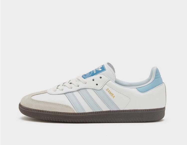 White and clearance baby blue adidas