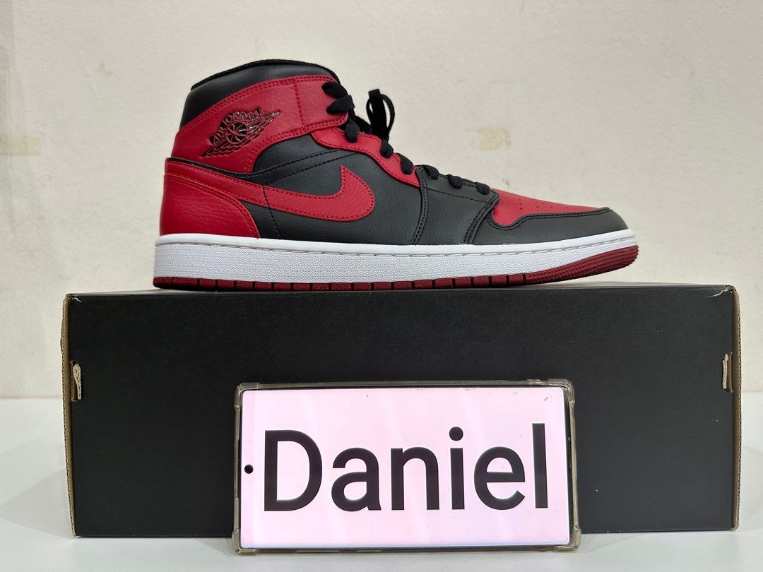 Air Jordan 1 Mid Bred Men s Fashion Footwear Sneakers on