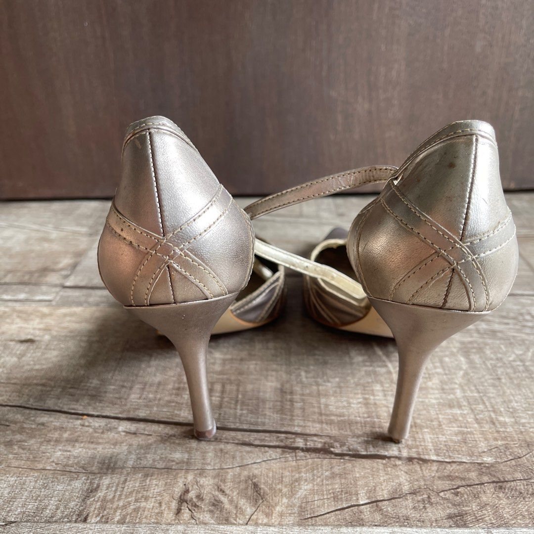 ALDO light gold pointy strappy heels
