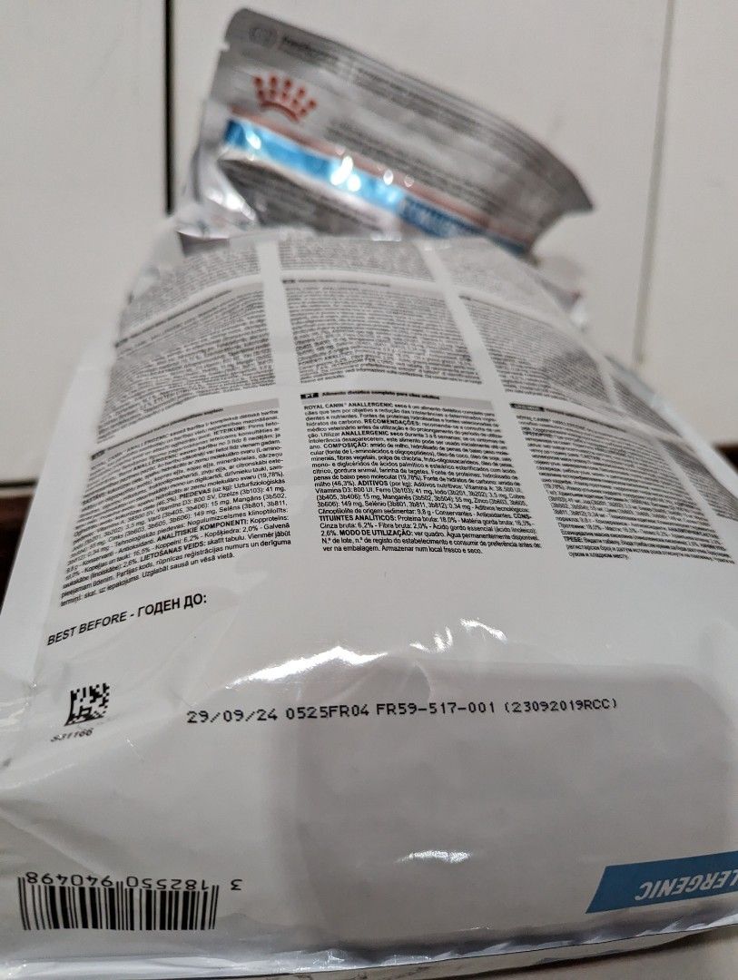 Anallergenic Royal Canin 3kg Dry Kibble for Adult Dog Expiry Sep 2024
