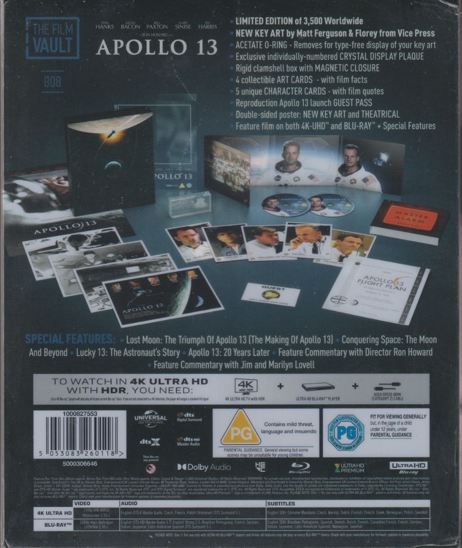 Apollo 13 4K (The Film Vault) Blu ray / Bluray, Hobbies & Toys, Music ...