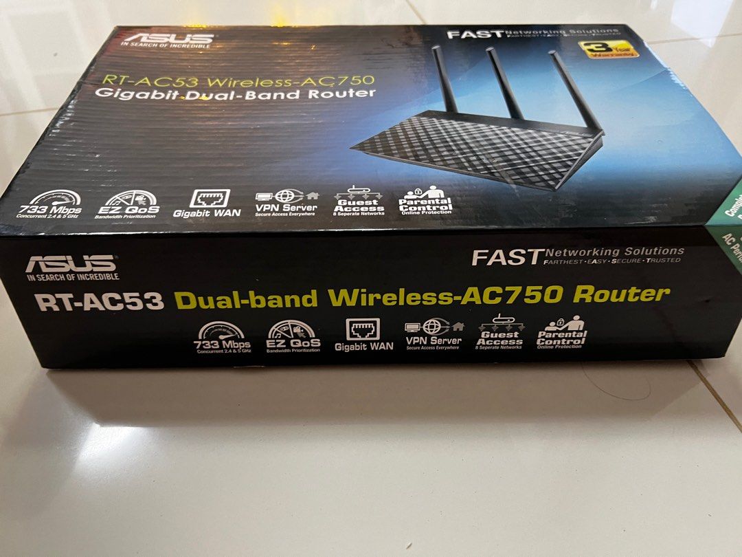 ASUS RT-AC53 wireless AC750 gigabit dual band router, Computers & Tech ...