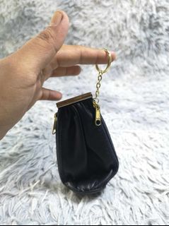 Black Leather Keychain Coin Purse