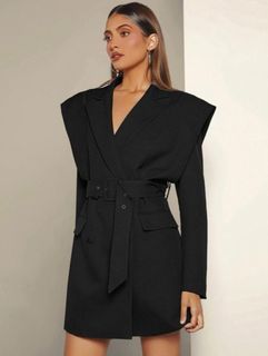 Bimba Y Lola Peak-lapel Double-breasted Blazer in Black