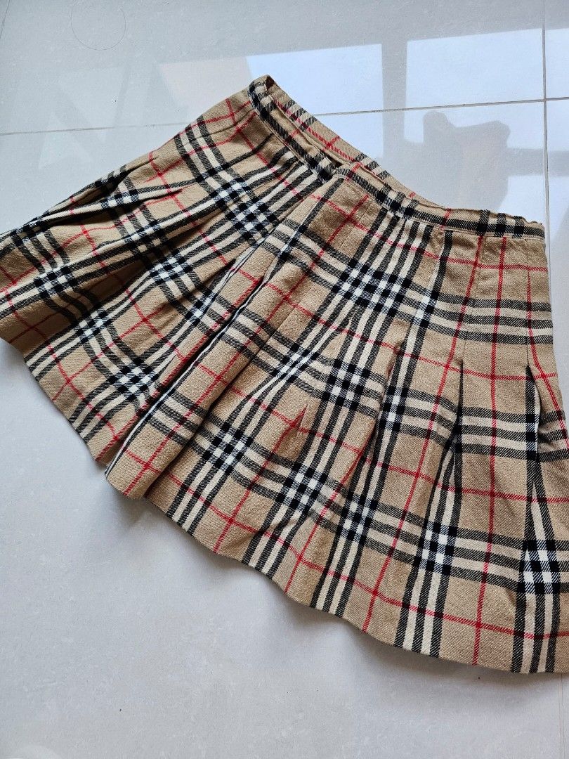 Burberry Classic Checkered Pleated Belted Skirt y2k, Women's