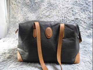 Castellani Italy Black Brown Leather Duffle Bag