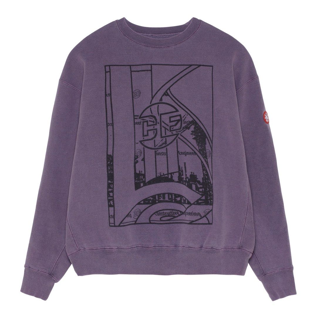 含運cav empt C.E overdye constructive crewneck 水洗紫色大學踢衛衣