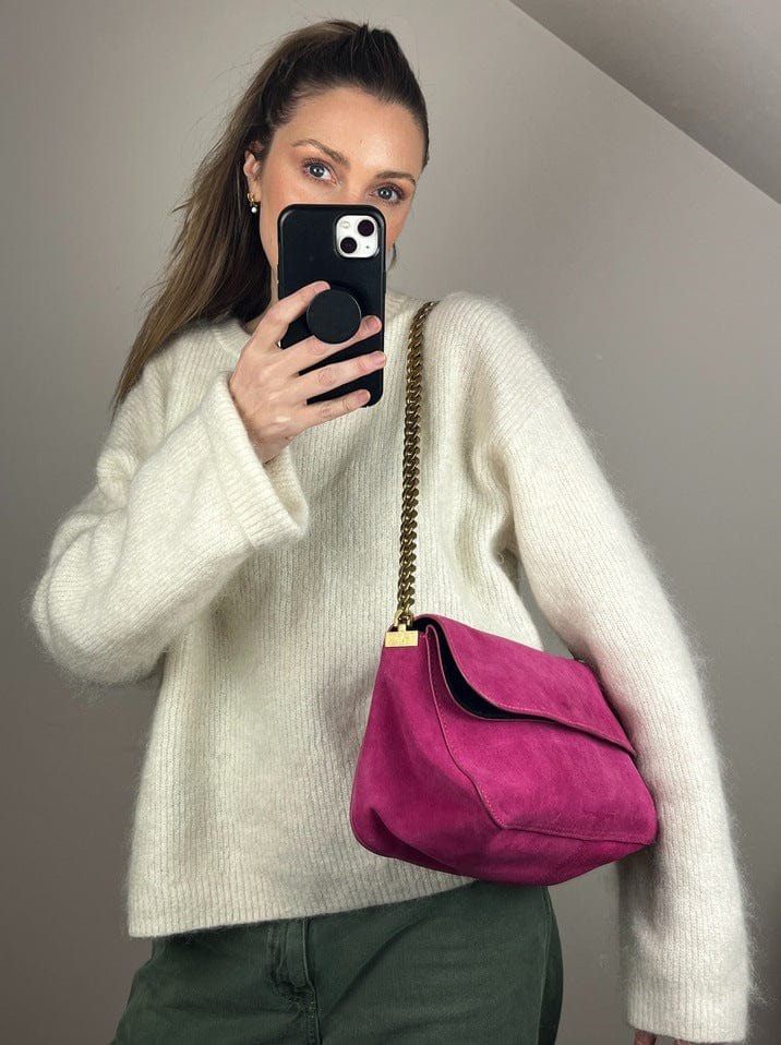 Celine Gourmette Suede Shoulder Bag
