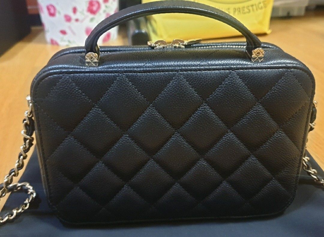 CHANEL 22P Black Caviar Light Gold HW mini bag vanity Suit Your