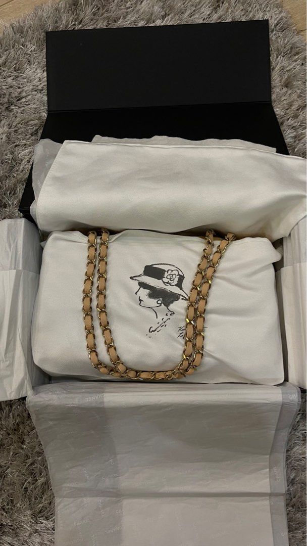 Chanel Medium Double Flap Chevron (Category: Luxury Bags & Wallets) located in Manila. Submitted by cjayberich28 (Listing ID 1261543943, Image 2). Description: Chanel Medium Double Flap Chevron Beige in caviar skin. Almost new! Rare piece. Used only twice and no issue. Complete inclusion. .