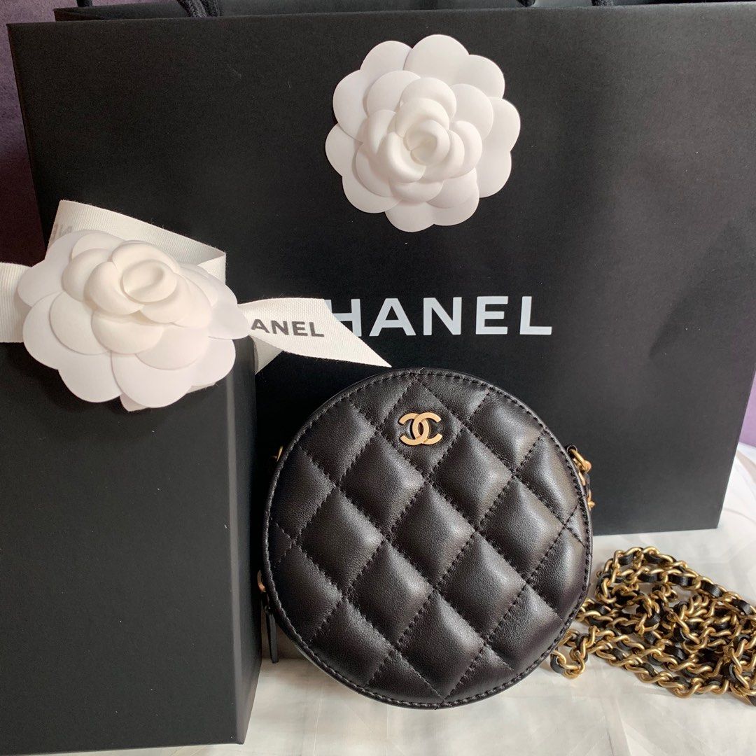 Chanel Round Bag 袋 Chanel Classic Clutch with Chain Chanel 小圓餅, 名牌, 手袋及 ...