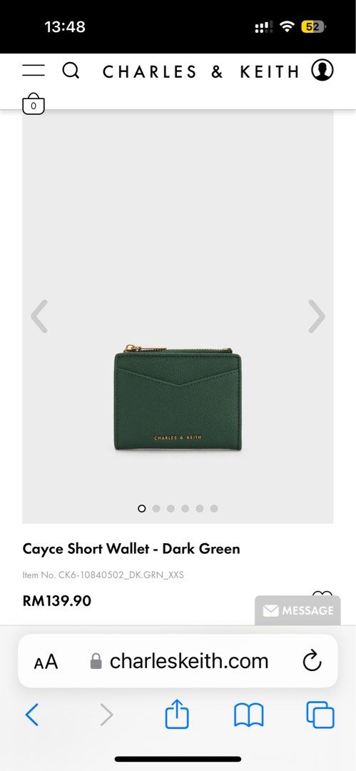 Charles & Keith Cayce Short Wallet in Green