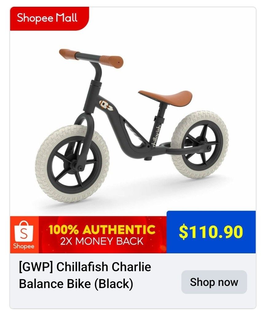 Chillafish Black Balance Bike, Sports Equipment, Bicycles & Parts