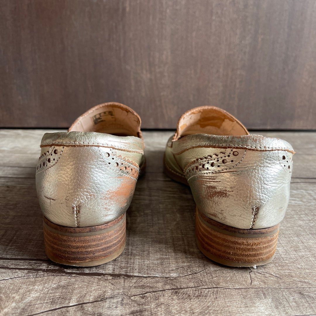Clarks gold loafers shop