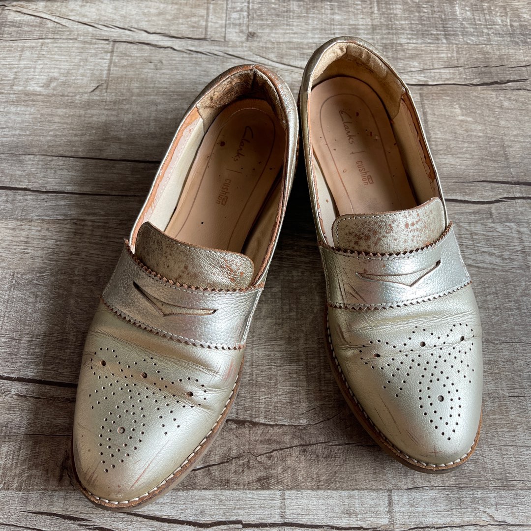 Clarks gold loafers new arrivals