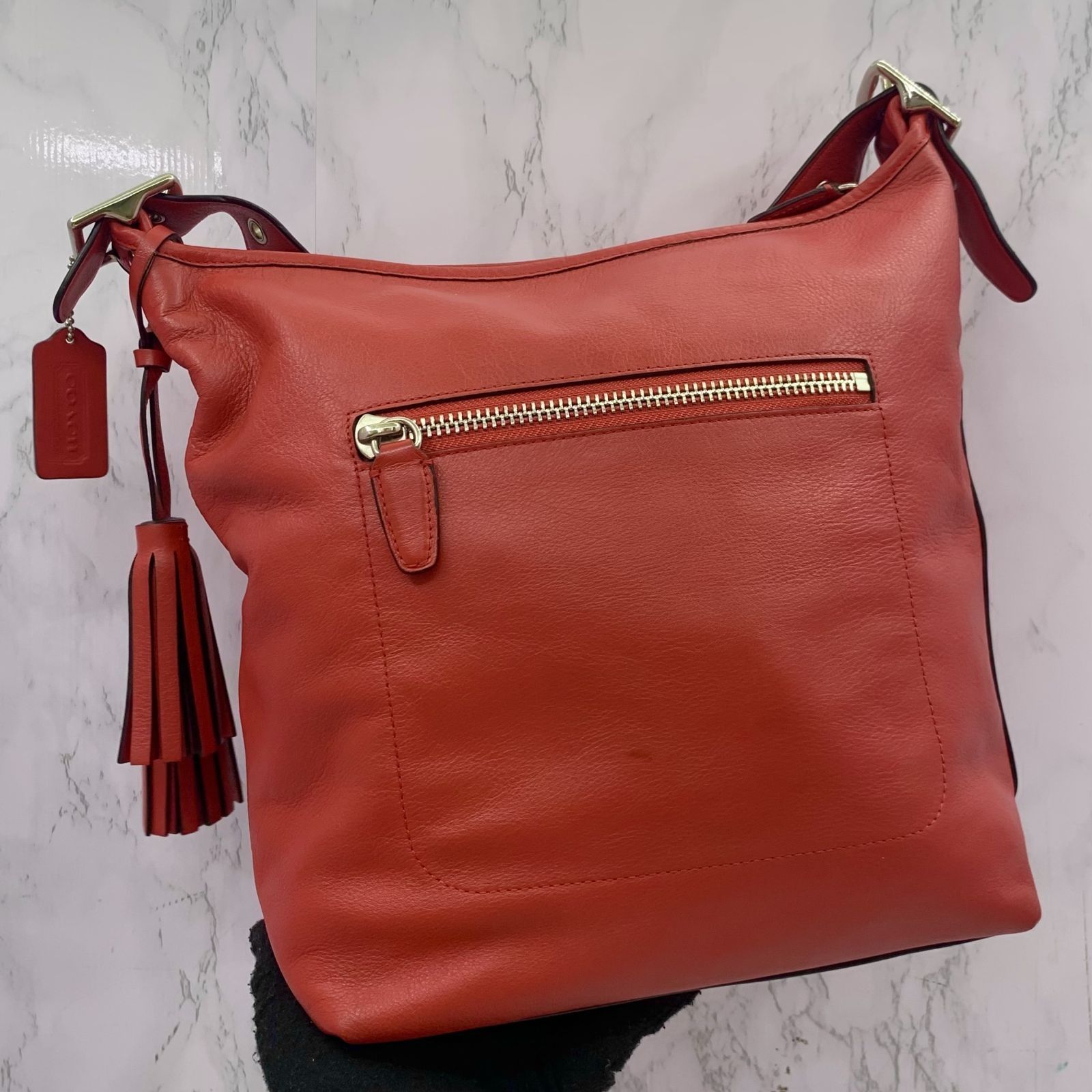 COACH 19889 RED LEATHER ONE SHOULDER BAG 237032903 KM, Luxury 