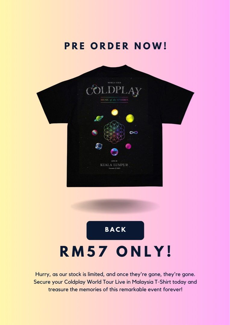 Coldplay t shirt malaysia 2025