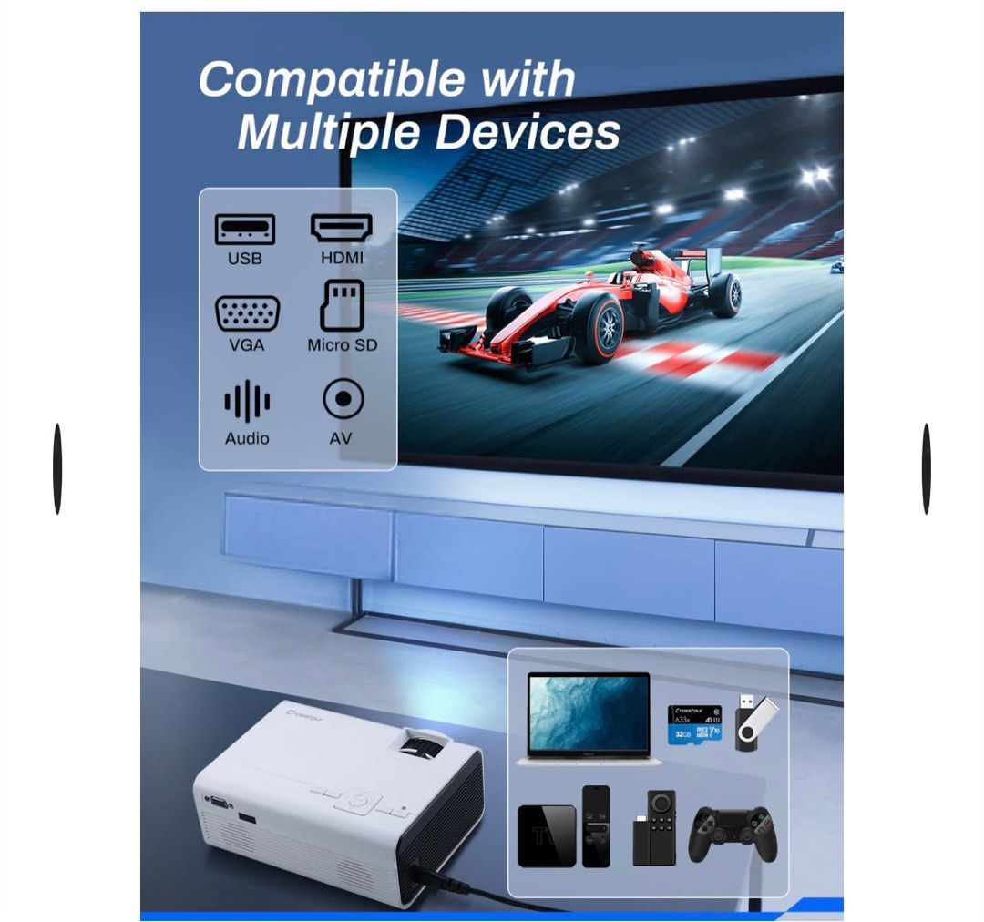 Crosstour P600 Mini Projector, TV & Home Appliances, TV & Entertainment