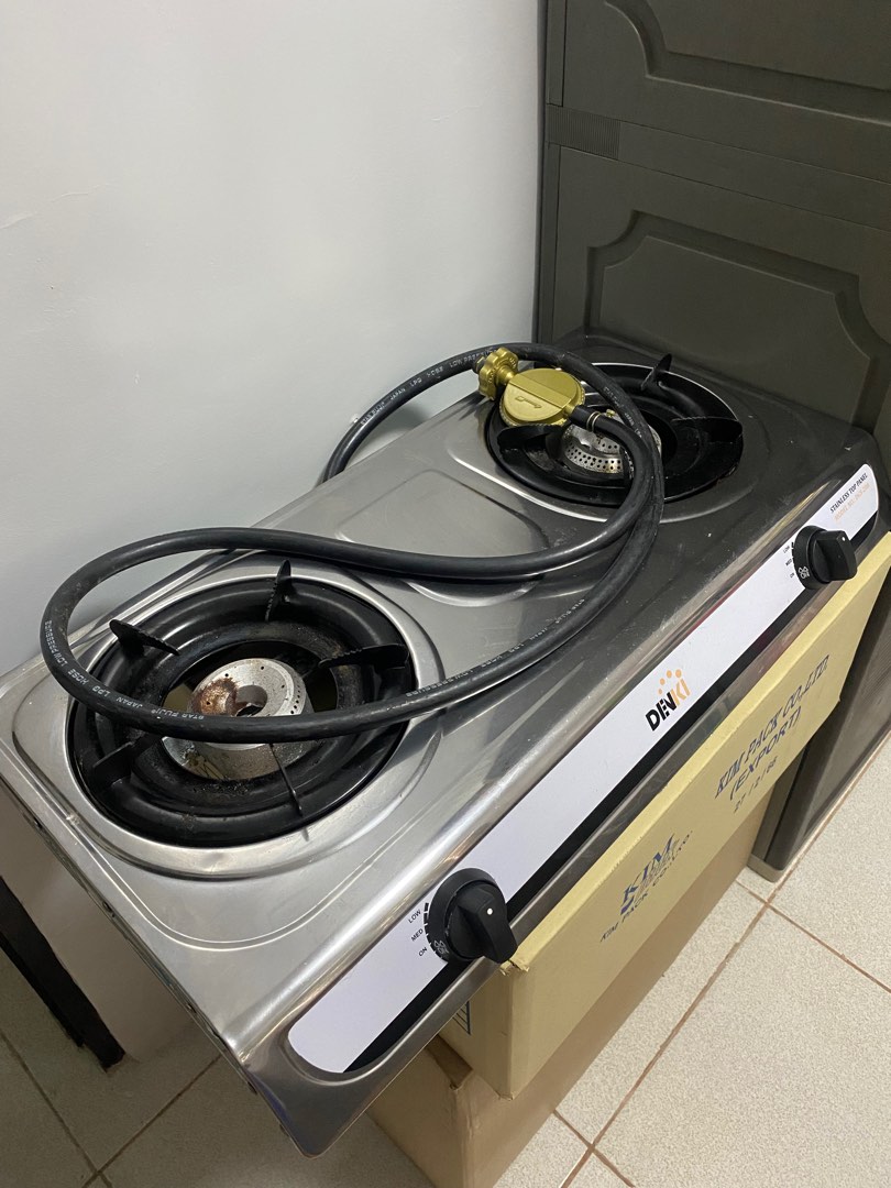 DENKI Double Burner Gas Stove w/ LPG Gas Hose and Regulator [Onhand