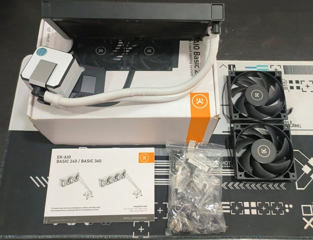 EKWB 240 Basic AIO Liquid Cooler Custom White, Computers & Tech, Parts