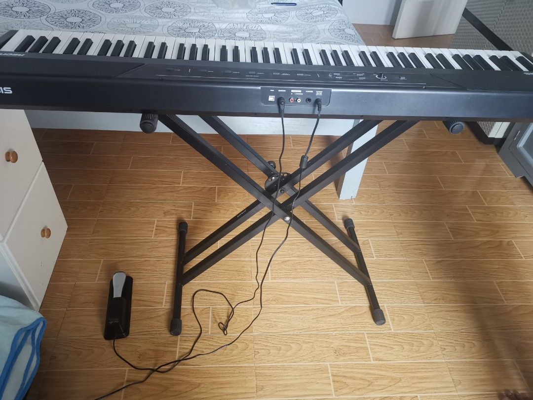 Electric Piano Alesis (Category: Musical Instruments) located in Cavite. Submitted by gracevalero1968 (Listing ID 1261585631, Image 1). Description: 88 premium full-sized semi-weighted keys with adjustable touch response 5 built-in premium voices with the ability to split or layer 2 voices simultaneously. 20-watt speakers and 128-note max polyphony for realistic sound and playability. Built-in metronome with tap tempo can be easily adjusted from 