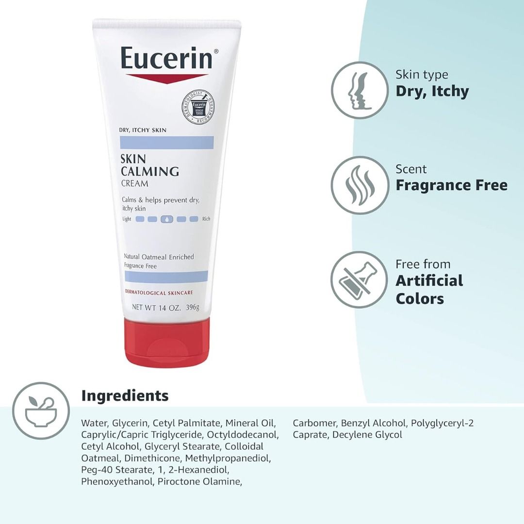EUCERIN Skin Calming Cream 14OZ (Category: Body Care) located in Quezon City. Submitted by happyfactoryph (Listing ID 1111218118, Image 3). Description: EUCERIN Skin Calming Cream 14OZ – P1190 (from P2000) ⁣ Product Details: - Provides long term control of dry, itchy skin. - Delivers 24 hour hydration and soothes dry, itchy skin - Enriched with soothing oatmeal - Fragrance and dye free, non-greasy and is easily absorbed. - Dermatologist Recommend