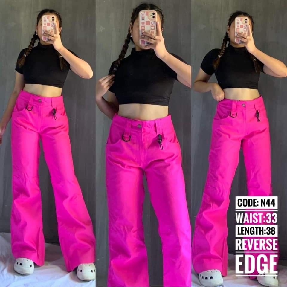 Pink Flare Pants, Women's Fashion, Bottoms, Other Bottoms on Carousell