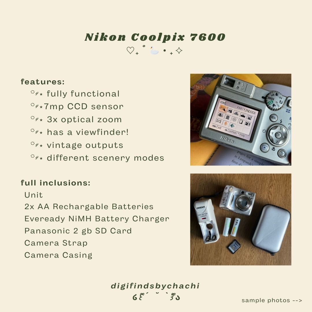 [FULL INCLUSIONS] Nikon 7600 7MP CCD Sensor, Photography, Cameras on ...