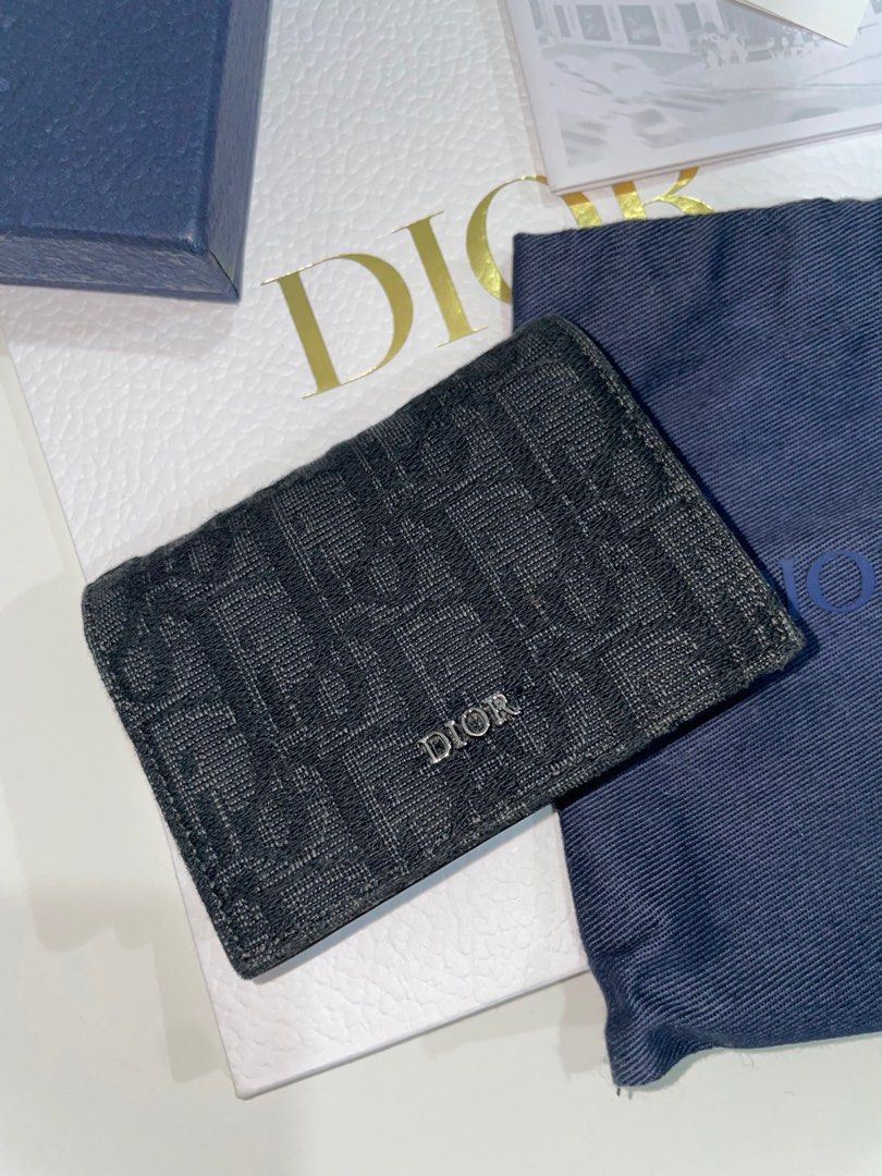 Business Card Holder Black Dior Oblique Galaxy Leather