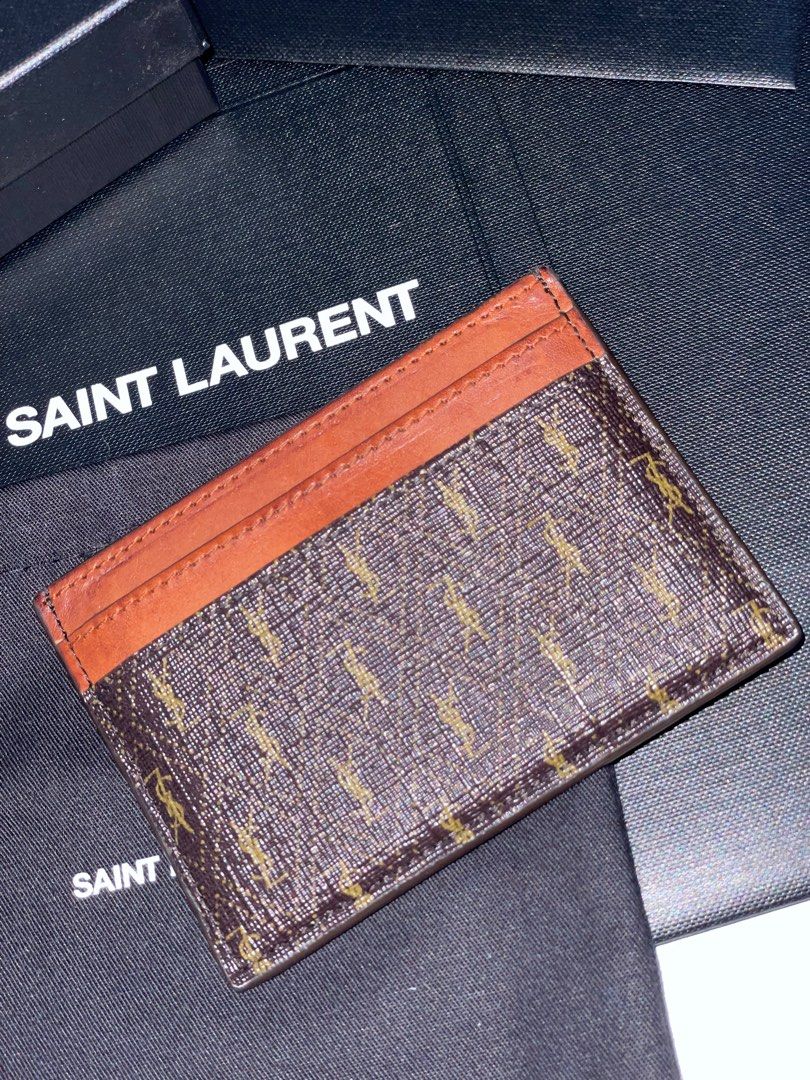 LE MONOGRAMME card holder in CASSANDRE CANVAS AND SMOOTH LEATHER, Saint  Laurent