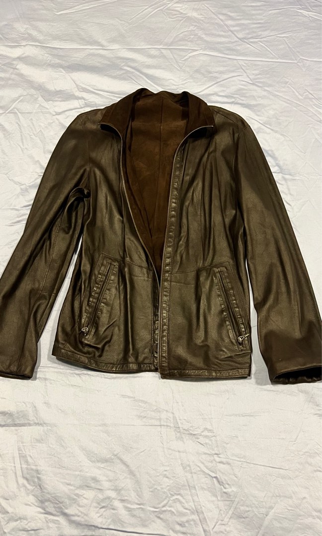 Genuine lamb leather thin reversible jacket Women s Fashion