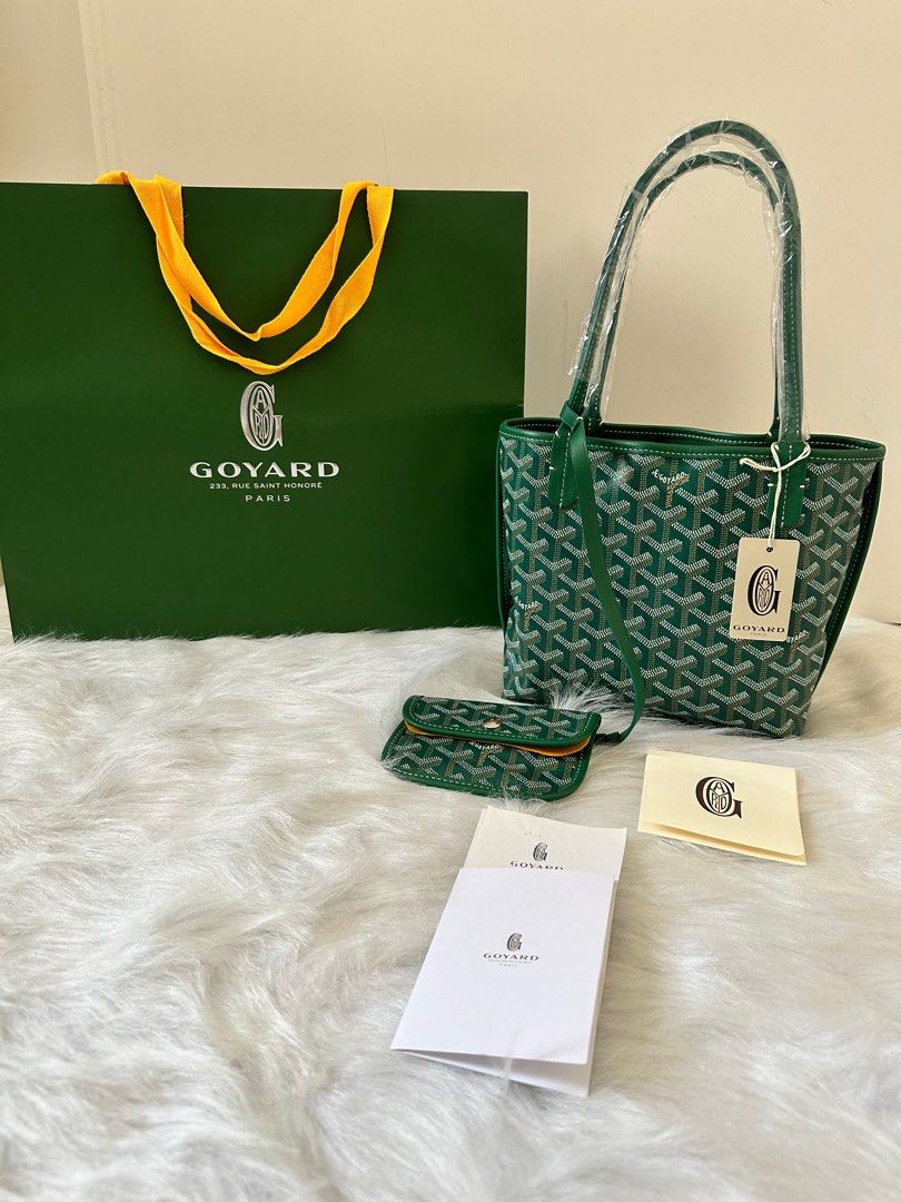 Goyard Mini Anjou Tote Bag In Chevroches Calfskin And Ine Canvas in Gray