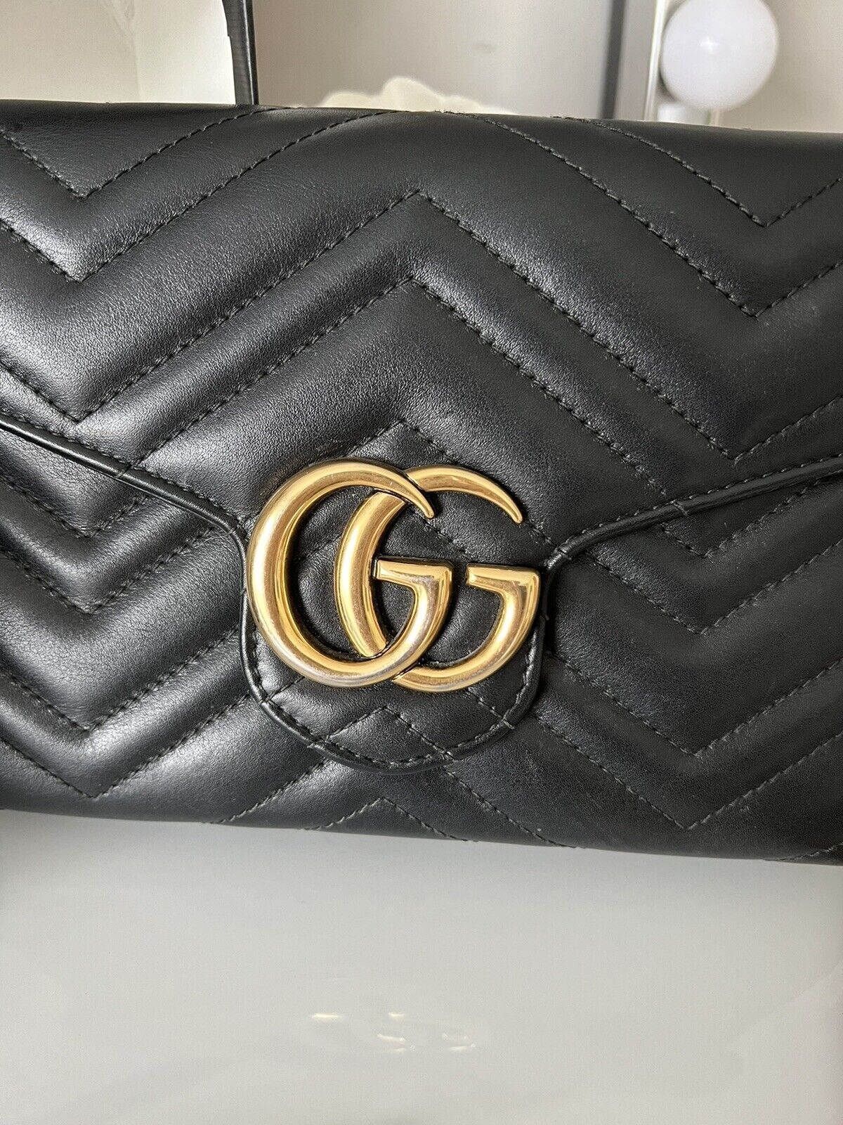 Gucci Dollar Calfskin Interlocking G Chain Wallet (WOC) in Soft