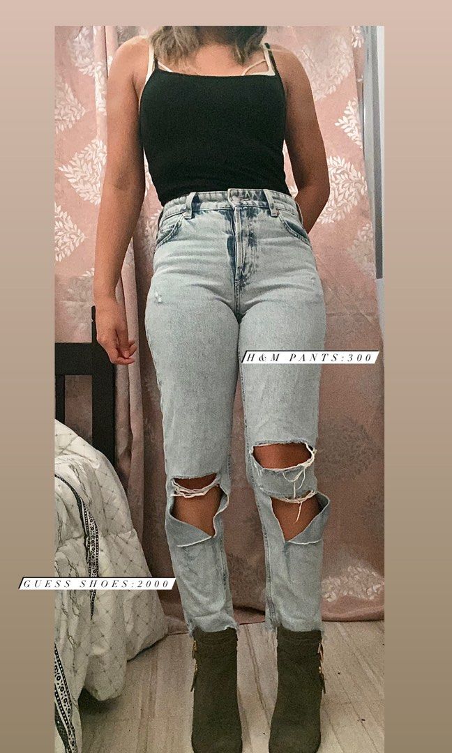 H and online m distressed jeans