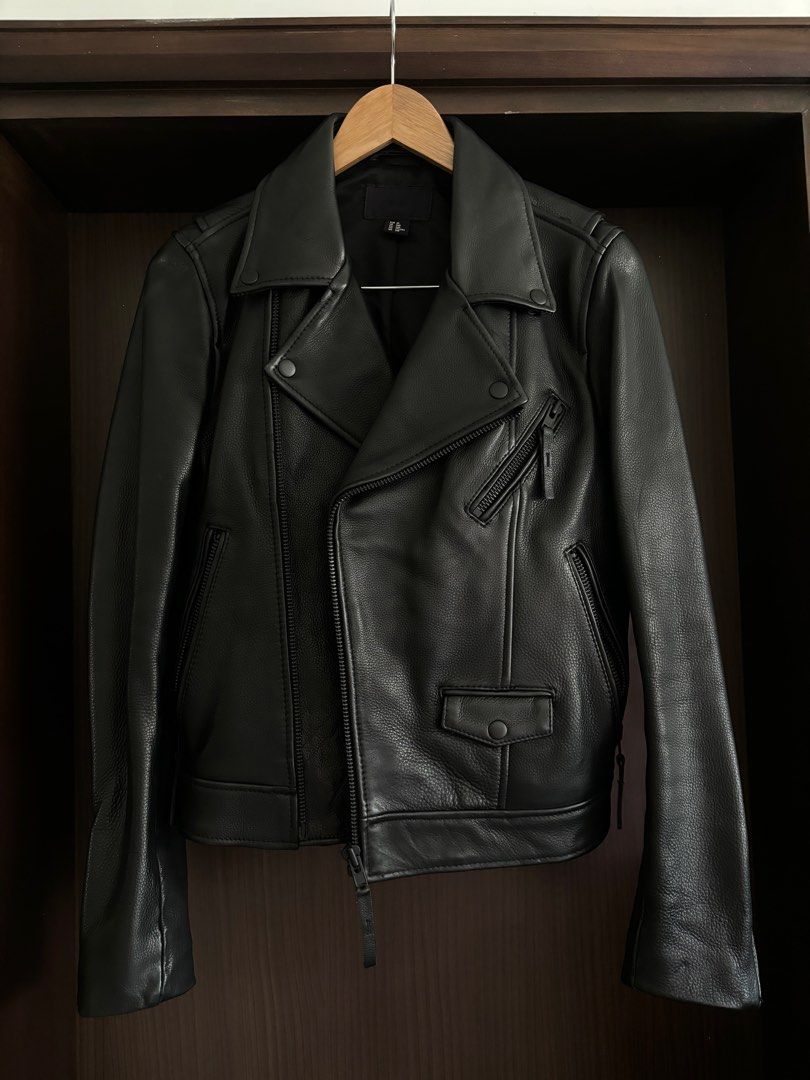 H&m genuine leather jacket store
