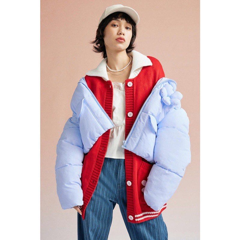 H m blue puffer shop jacket