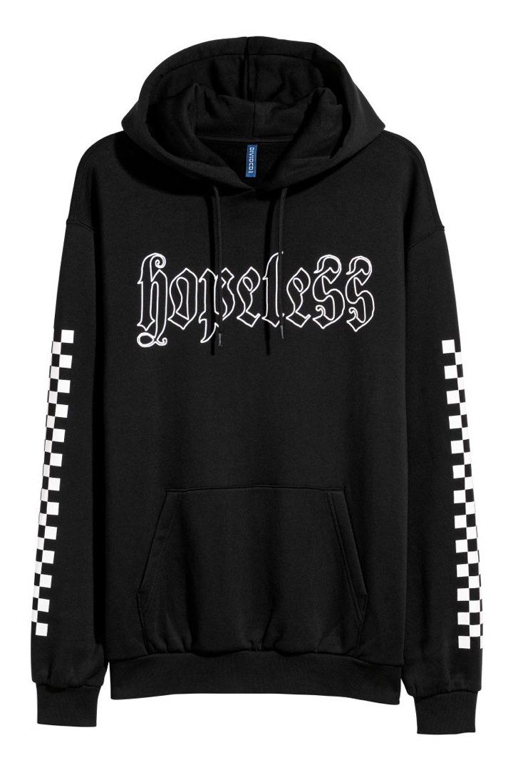 H M Hooded top with a print motif Men s Fashion Tops Sets